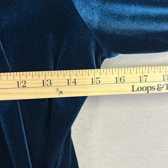 Woman's Velvet Teal Semi Wrap Shirt -Size Medium Y2K Vintage Whimsygoth - Picture 10 of 11